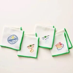 Kate Spade Cocktail Napkins,4 pc Set with Embroidered Designs